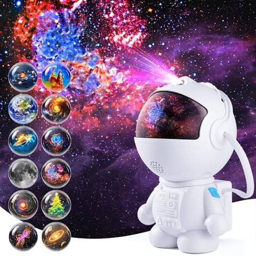 Astronaut Galaxy Projector,Star Projector with 12 Space Films,Galaxy Projector for Bedroom with Timer and 360°Rotating Magnetic Head,Planetarium projectors is Suitable for Kids and Adults (White) - Image 1
