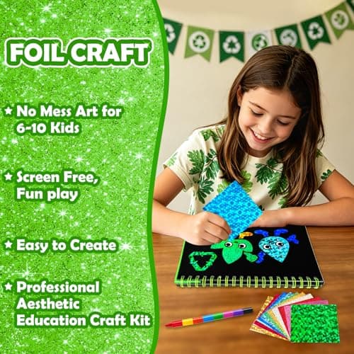 FUNNYB&G Mess-Free Foil Art Craft for Kids Ages 4-10, Kids Birthday Gift - Thumbnail 3