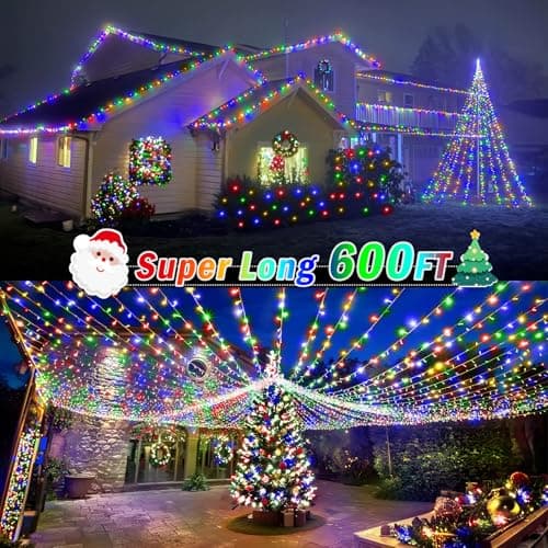 KNONEW 600FT 1500 LED Christmas String Lights Outdoor Green Wire Fairy Light 8 Modes & Timer Plug in Waterproof for Xmas Yard Tree Wedding Party Holiday Decorations(Multicolor) - Thumbnail 2