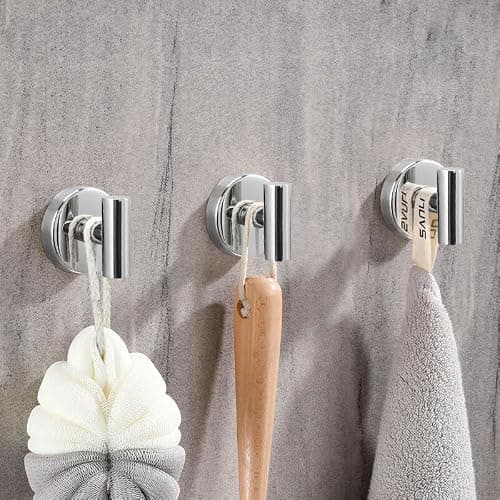 MNGD Towel Hooks Shower Suction Hook Towel Hanger for Bathroom Hanging Coat, Robe, Removable Wall Mounted Hook for Bedroom Kitchen Hotel Pool Chrome(4-Pack) - Thumbnail 2