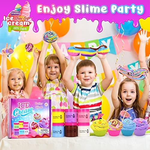 Elover Ice Cream Slime Kit for Girls and Boys Fluffy DIY Slime Toys Gifts Make Ice Cream Slimes for 6-12 Years Old Kids Girl Toys 8-10 Years Old - Thumbnail 3
