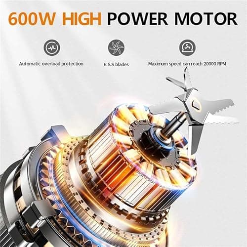 Camic 600W Food Processor, 72OZ Large Capacity Countertop Electric Vegetable Chopper with 6 Preset Programs,BPA Free, Stainless Steel Blades for Ice Crushing, Mixing, Chopping,Clicing - Thumbnail 3