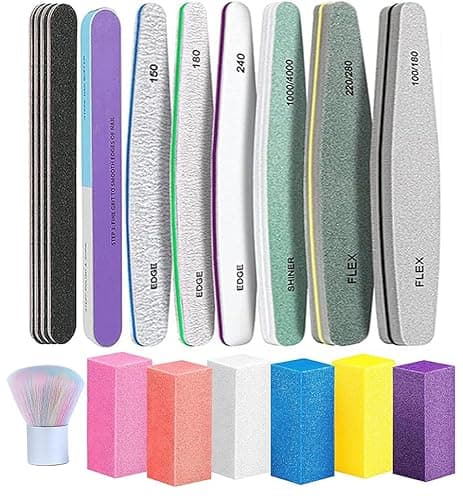 Nail Files and Buffers - TONOKAILS 18Pack Manicure Tools Kit, Nail File Set Double Sided Nail Files for Acrylic Dip Nails, 6Pcs Four Sided 120 Grit Nail Buffer Block Sponge Polished for Home Salon - Image 1