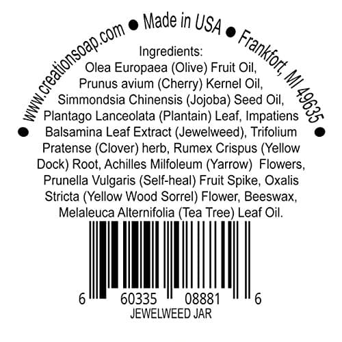 Creation Farm Jewelweed Balm, Poison Ivy Remedy, Herbal Tea Tree Salve Jar Skin Treatment Helps Tattoo's, Soothes Rashes, No Gluten, No Parabens, No Soy, No GMO - Thumbnail 2
