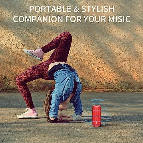 Musibaby Bluetooth Speaker, M88 Speakers,Dual Pairing, Bluetooth 5.3,Loud Stereo Sound,Booming Bass,30H Playtime for Home& Outdoor Party,Beach,Portable Speaker,Gifts(Red) - Thumbnail 6