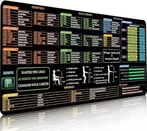 Zoolyx Excel Cheat Sheet Desk Pad - AI Copilot Ready with Logic Decision Tree - Large Shortcut Mouse Pad for CPAS, Finance & Data Analysts 31.5"x11.8"