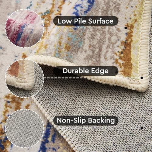 tchdio 6x9 Area Rugs for Living Room, Colorful Modern Abstract Area Rug, Washable Kids Rugs for Playroom, Non Slip Soft Nursery Rug, Stain Resistant Large Carpet for Bedroom, Multi Color - Thumbnail 3