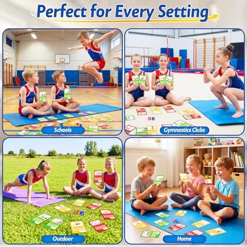 Gymnastics Card Games Equipment for Kids: 70+ Fun Basic Skills Cards for Boys Girls Beginners Gymnastics Birthday Gifts for 4 5 6 7 8 9 10+ Year Old Family Fitness Cards Workout for Indoor Outdoor Use - Thumbnail 6
