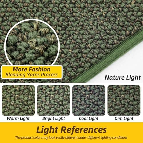 JSEI 17''x71'' Non-Slip Kitchen Runner Rug, Polypropylene Kitchen Mats, Machine Washable Absorbent and Stain Resistant Kitchen Rug, Carpet Mats with TPR Backing for Kitchen, Green - Thumbnail 3
