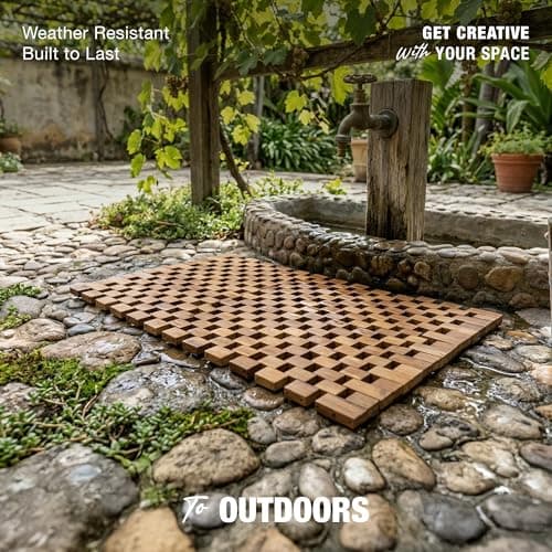 Acacia Wood Bath Mat - Non Slip Sturdy Wooden Shower Mat - Spa, Sauna, Cold Plunge, Camping, Bathroom Décor, Wood Door Mat 16" x 24" - Thumbnail 4
