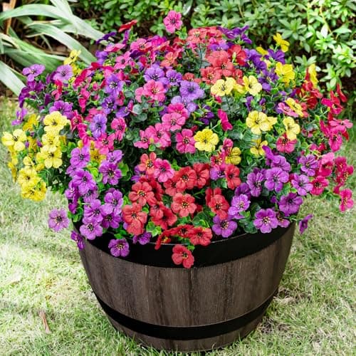Lnoicy 20 Bundles Artificial Fake Flowers Faux Eucalyptus Flowers for Outdoor Outside,Fake Plants UV Resistant for Porch/Garden/Home Decoration（5 Color） - Image 1