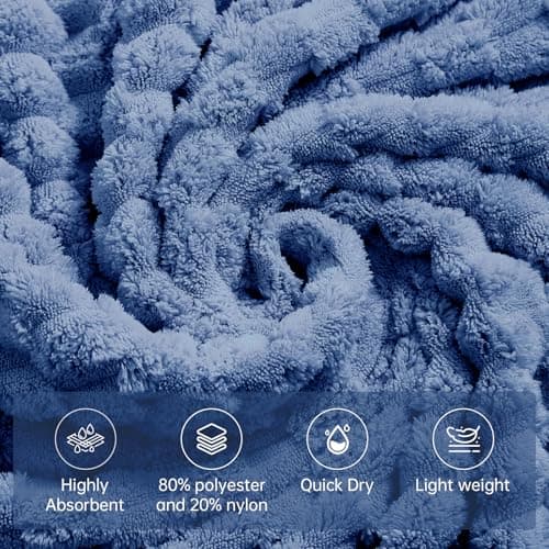 NALIVO Oversized Bath Towels 40x80 Inches Extra Large Bath Sheets for Adults Super Soft Quick Dry Highly Absobent Microfiber Shower Towels for Bathroom（Blue, 6Piece - Thumbnail 4
