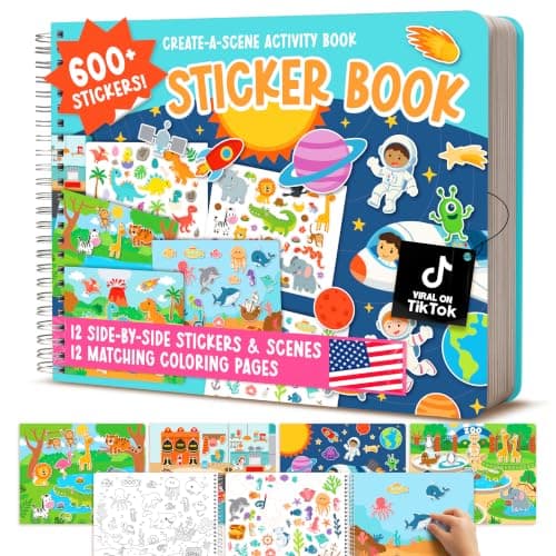 Sticker Books for Boys Ages 4-8 - My First Sticker Book for Kids, Preschool Learning Activities, Screen Free Activity Books for Kids Ages 3-5, Quiet Books Travel Car Ride Activities Kid, Gift Ideas - Image 1