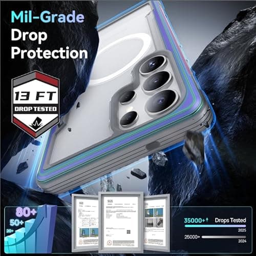 RAPTIC for S25 Ultra Case 6.9 Inch, Shield Case Compatible with MagSafe, [13FT Mil-Grade Drop Protection], Durable Anodized Shockproof Aluminum Frame Slim Samsung Galaxy S25 Ultra Case, Iridescent - Thumbnail 3