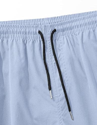 AUSELILY MEN Mens Cargo Shorts Drawstring 9 inch Casual Outdoor Work Relaxed Fit with Pockets Sky Blue 2XL - Thumbnail 6