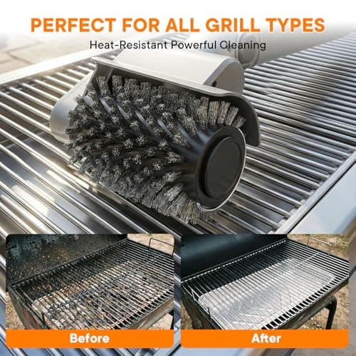 Electric Grill Brush for Outdoor, Rechargeable BBQ Grill Cleaner with 3 Heads,Cordless Rechargeable Grill Brush,3-Speed-450 RPM,150 Mins Runtime Grill Cleaning Brush - Thumbnail 4