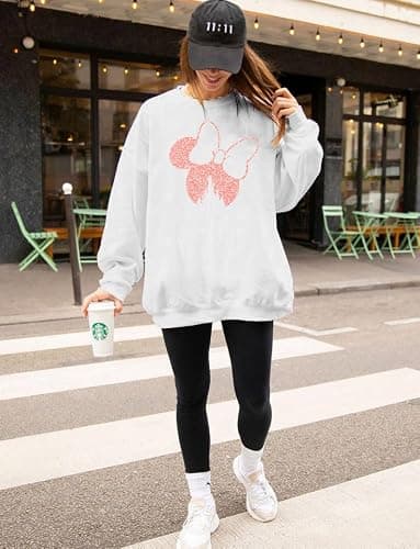 Ladicme Magical Sweatshirt Women Oversized Cute Graphic Pullover Casual Long Sleeve Blouse Tops White - Thumbnail 2