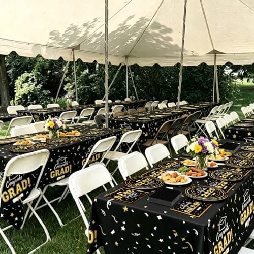 Labrostar Graduation Decorations 2026 Graduation Tablecloths Congrats Grad Table Cover 54"x108" for Class of 2026 Graduation Party Decorations Supplies 3Pcs Black - Thumbnail 6