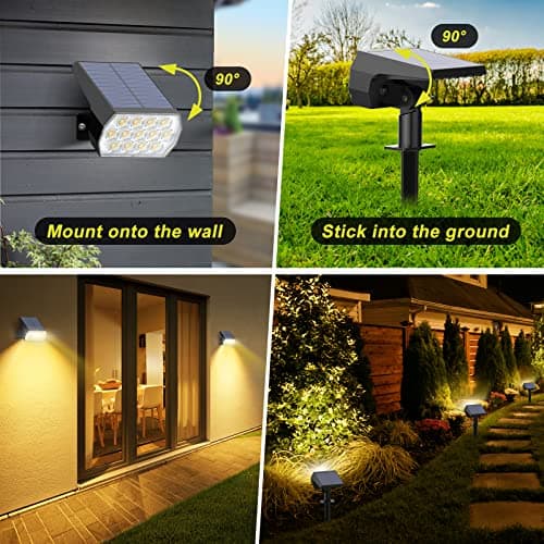 Fratink Solar Spot Lights Outdoor 8 Pack, IP65 Waterproof Solar Landscape Spotlights with 65 LEDs, 3 Lighting Modes Solar Garden Lights for Yard Pathway House Driveway (Warm White) - Thumbnail 4
