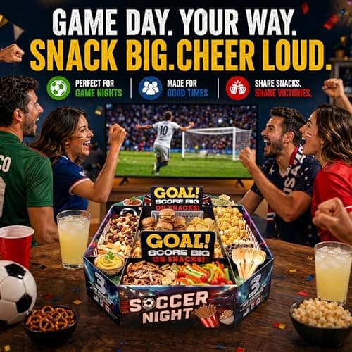 Ironraw Large 3D Soccer Snack Stadium with Roomy Center Field for Foil Pan,Corner Sauce Holders & 4 Divided Sections Food Server for 2026 Soccer Watch Parties,Game Day & Birthday, Team Celebrations - Thumbnail 5