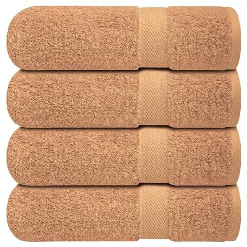 Infinitee Xclusives Luxury 100% Ring-Spun Cotton Bath Towels Set of 4 (27x54 inches) – Soft, Absorbent & Quick-Drying Towels for Bathroom, Gym, Spa & Hotel Use (Cosmic Sand, Bath Towels) - Image 1