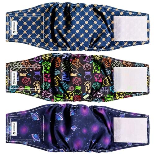 GIXSEGIE Reusable Dog Diapers Male, Washable Premium Belly Bands for Male Dogs-Pack of 3, High Absorbing Small Dog Wraps, for Doggie & Puppy in Incontinence or Excitable Urination and Training (M) - Image 1