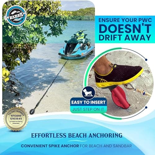 WAVESRX Patented Aluminum Spike Beach Anchor | Ultra-Light Sand Anchor for Boat, Pontoon, PWC, Jet Ski or Kayak | Secure and Effective Watercraft Anchoring Near Shore, Sand-bar or in Shallow Water - Thumbnail 2