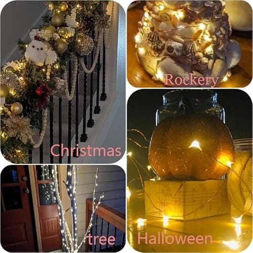 4 Pack Fairy String Lights,6.56FT 20LED,2AA Battery Operated,Timer Founction,Copper Wire String Lights, IP65 Waterproof,Indoor/Outdoor flexible for DIY ,Party, Bedroom, flowers decoration(Warm White) - Thumbnail 3