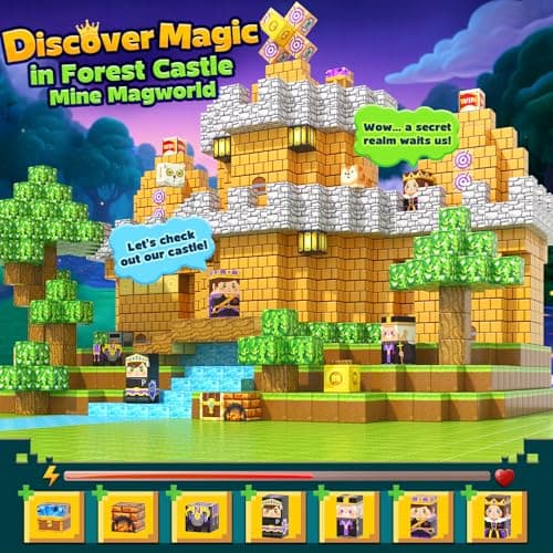 200PCS Magnetic Blocks - Build Mine Magnet World Forest Castle Set, Magnet Kids Building Toys for 3-5 5-7 8-12 Year Old Boys & Girls, STEM Sensory Montessori Construction Toys for Toddlers Gifts - Thumbnail 2