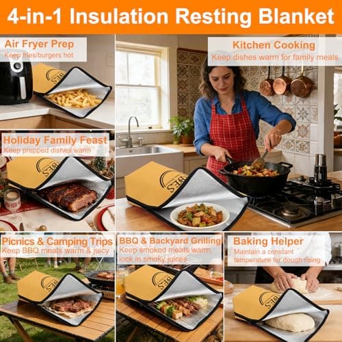 BBQ Blanket for Resting Meat 21in - Insulated Thermal Bag for Brisket, Pork Shoulder, Turkey, 5-Layer Insulation, Portable Leak-Proof, for Smoker, Camping, Kitchen Baking, Ideal Gift for Men - Thumbnail 3