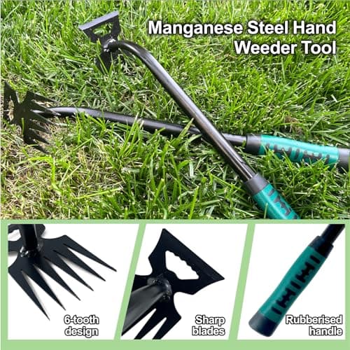 Weed Puller Tool-2Pcs Gardening Hand Weeder Tools, 2026 New Weeding Artifact Uprooting Weeding Tool, Manganese Steel Weed Removal TooL, 6 Teethes Dual Purpose Manual Weed Pulling Tool for Yard Gardenl - Thumbnail 3