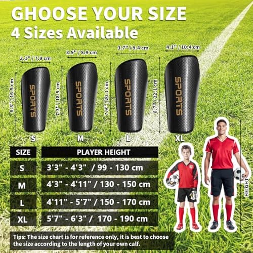 LPONJAR Soccer Shin Guards for Kids Youth Adults - Shin Pads and Sleeves with Optimized Insert Pocket for Boys Girls Men Women for Football Games - Protective Soccer Equipment - Thumbnail 5