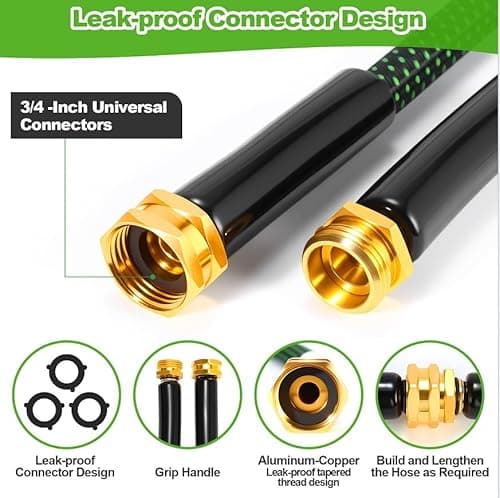 Advinski Garden Hose 50ft, Non-Expanding Flexible Hose with 10 Function Nozzle, Lightweight, Kink Free, Sturdy, Leak-Proof, Portable, Water Hose 50ft for Outdoor, Yard, Lawn, Car Wash and Camper Use - Thumbnail 6