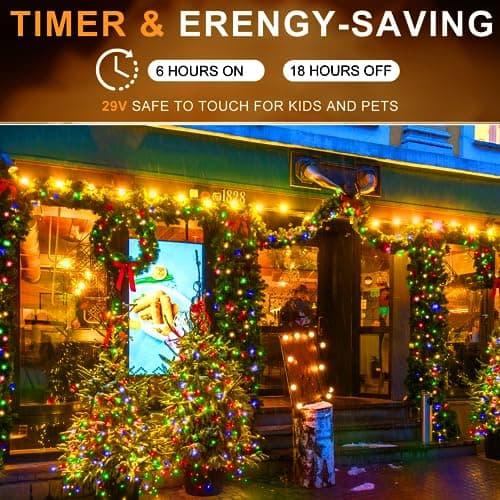 KNONEW 600FT 1500 LED Christmas String Lights Outdoor Green Wire Fairy Light 8 Modes & Timer Plug in Waterproof for Xmas Yard Tree Wedding Party Holiday Decorations(Multicolor) - Thumbnail 5