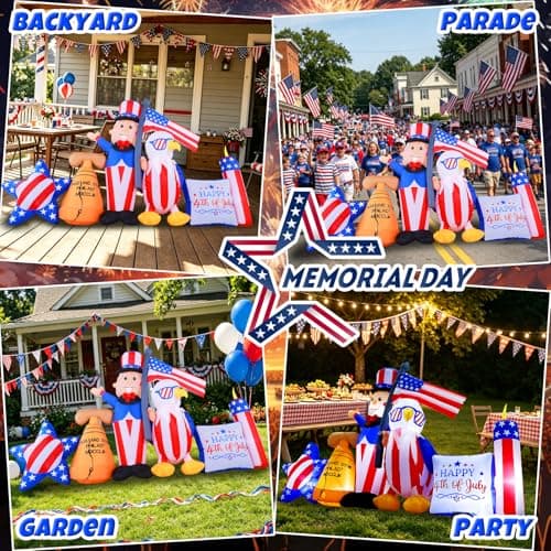 GIFTFIND 10.7FT Long 4th of July Inflatables Outdoor Decorations, Patriotic Independence Day Inflatable Uncle Sam Combo, Built in LED Lights Holiday Blow Up for Party Garden Yard Lawn Decor - Thumbnail 5
