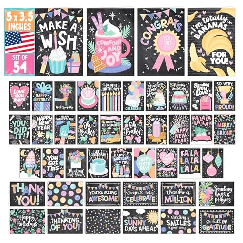 Hadley Designs Assorted Cards With Envelopes All Occasion - 54 Bulk Greeting Cards For All Occasions, Mixed Greeting Card Assortment, Birthday, Thank You, Congrats, Sympathy, Holiday Variety Card Pack - Image 1