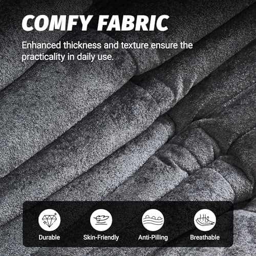 Homguava Bean Bag Chair, Giant Beanbag Chairs for Adults, Memory Foam Fireside Chair, Large Lazy Floor Sofa, Corner Chair with High-Rebound Foam, Lounge Chair for Living Room, Bedroom (Grey, Corner) - Thumbnail 6