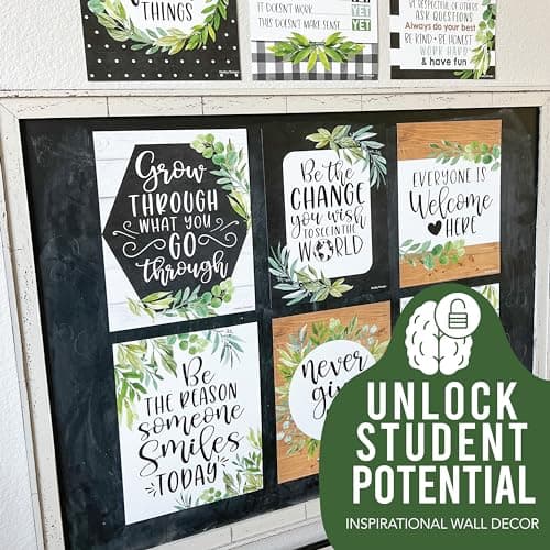 Hadley Designs Motivational Poster for Classroom Decor - 9 Growth Mindset Classroom Posters Elementary, Inspirational Wall Decor Middle School, Teacher Must Haves, Farmhouse Bulletin Board Decorations - Thumbnail 5