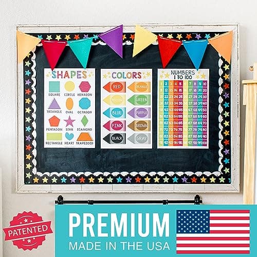 Hadley Designs Educational ABC Posters for Classroom Wall Decor - Preschool Learning Posters for Toddlers 1-3, Shapes Color 1-100 Number Chart & Alphabet Poster, Daycare Playroom Homeschool Essentials - Thumbnail 3
