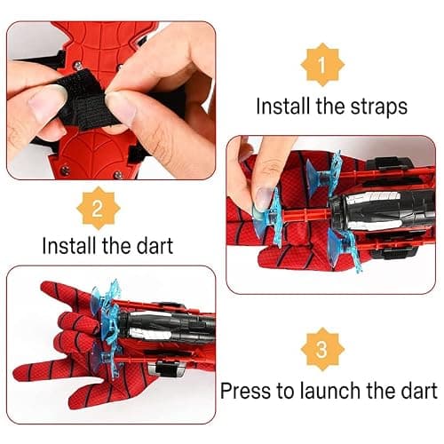 NuGeriAZ Spider Gloves Man Web Shooter Toy, Super Hero Capes and Mask for Kids Spider Plastic Superhero Launcher Glove Hero Movie Launcher Toy Set, Medium - Thumbnail 4