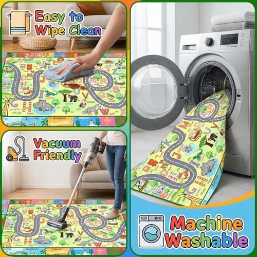 HBUFBUQ Educational ABC Area Rug 2.5x4 Feet Kids Rugs for Playroom Non Slip Alphabet Animals Numbers Shapes Floor Mat for Bedroom Nursery Classroom Boys Girls Learning Carpet - Thumbnail 6