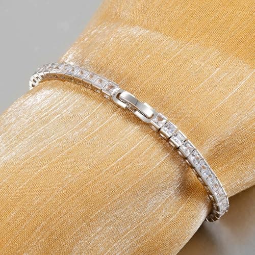 TRENDOLLA 3MM Square Cubic Zirconia Tennis Bracelet for Women and Men, Classic Tennis Bracelet Wrist Size 6.5-8 inches (7.25") - Thumbnail 6