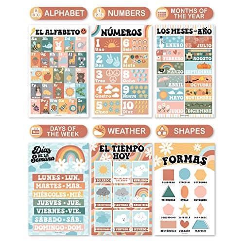 Hadley Designs Spanish Posters for Classroom - 12 Bilingual Educational Posters for Spanish Classroom Decorations Must Haves, Calendario y Alfabeto en Español Para la Pared, Colorful Teacher Supplies - Thumbnail 4
