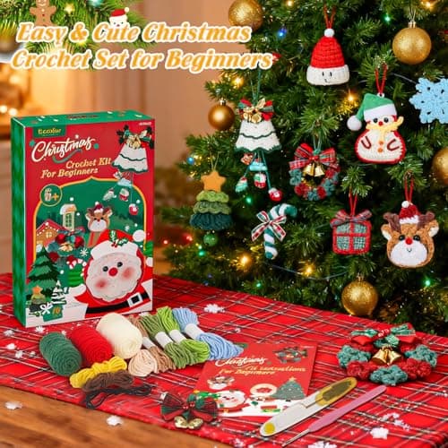 Ecoofor Christmas Crochet Kit for Beginners — DIY Holiday Crochet Starter Kit for Adults with Step-by-Step Video Tutorials & Patterns, Perfect for Christmas Decorations & Gifts - Thumbnail 6