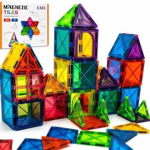 LATI Magnetic Tiles Starter Set for Kids,Beginner Magnetic Building Blocks for Early Learning, Build in 2D & 3D, Open-Ended STEM Building Toy,Easy to Start for Early Builders,Toy Gift for Ages 3–6 - Image 1