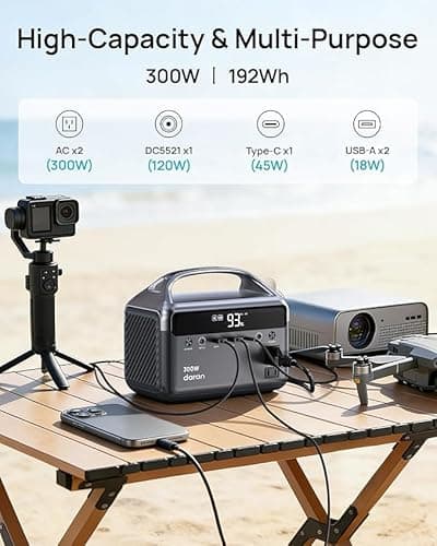 DARAN 192Wh Solar Generator with Solar Panel Included Portable Power Station 300W LFP Battery & AC Outlets 110V/ 600W Surge, Power Bank Fast Charging for Camping/Home/Power Outage/Hurricane Emergency - Thumbnail 3