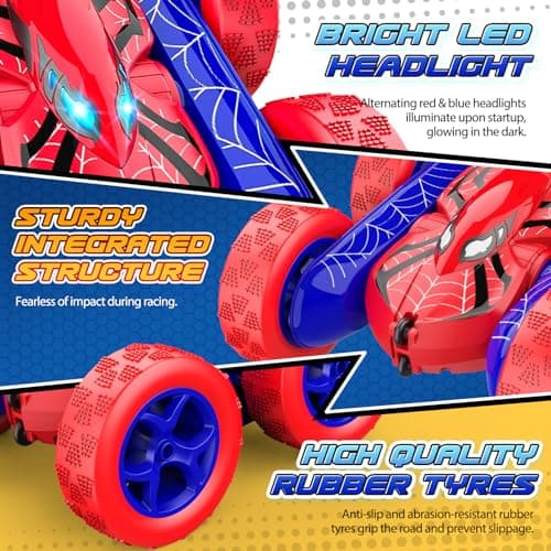Excitobo Remote Control Car,RC Cars Boys Toys for 3 4 5 6 7 8 9 10 11 12 Year Old Boy Double Sided 360°Flip 4WD Rechargeable Drift RC Race Car Birthday Gifts Easter Basket Stuffers for Kids Age 3-12 - Thumbnail 4