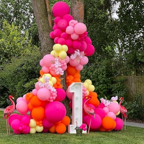 Balloons Pink Orange Yellow, 50PCS Pink Yellow Orange Balloon Arch Kit, Latex Party Balloons for Birthday Decoration Wedding Baby Shower Engagement Balloons Decoration Party Supplies - Thumbnail 5
