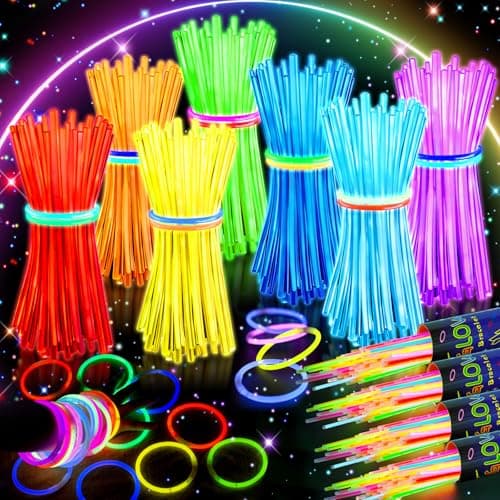 HONLYNE 400 Pcs Glow Sticks Bulk Party Pack, 8'' Glow in the Dark Party Supplies, Glow in the Dark Light Up Sticks with Connectors, Party Favors for Birthday, Concert, Raves, Halloween, Christmas