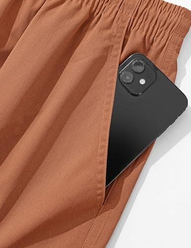 AUSELILY MEN Mens Cargo Shorts Drawstring 9 inch Casual Outdoor Work Relaxed Fit Elastic Waistband Summer Stretch Waist Baggy Big and Tall with Pockets Orange 5XL - Thumbnail 2